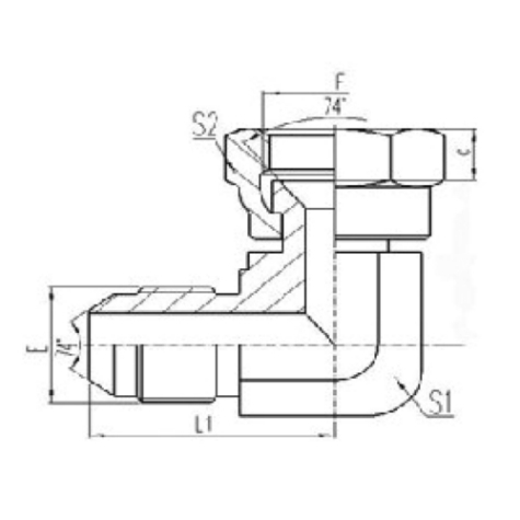 90°彎公制外螺紋74°外錐面密封|公制活動(dòng)內(nèi)螺紋74°內(nèi)錐面密封